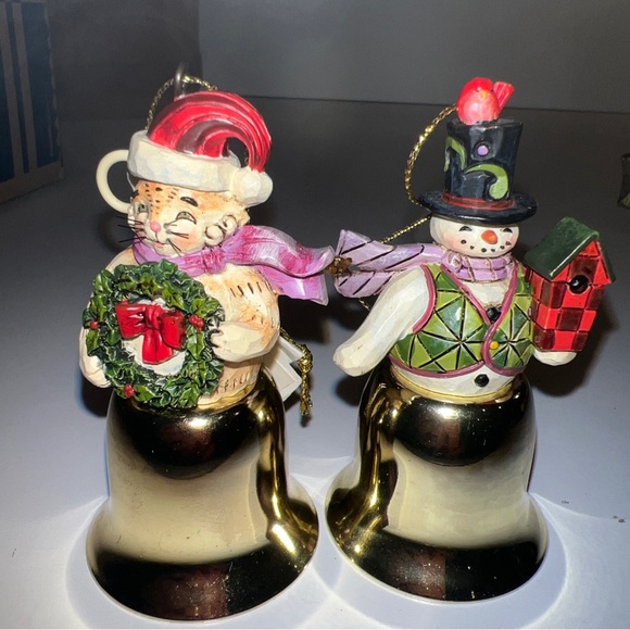 A Lot Of 2 2009/2010Jim Shore Snowman Christmas Hanging Gold Bell Ornament RARE - Picture 14 of 15